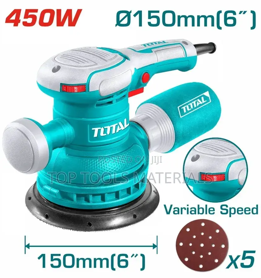 ፡Total Tools ሮታሪ ሳንደር, ሞዴል Tf ሲሆን 450w ኃይል ያለው ሞተር አለው።