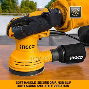 ፡Ingco Rs3208 ሮታሪ ሳንደር ሲሆን ቢጫና ጥቁር ቀለም ያለው ጠንካራ Abs ፕላስቲክ አካል አለው።