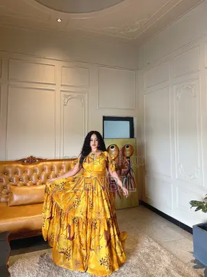 Zenbil-Chiffon-Handmade-Yellow-Floral-Chiffon-Dress