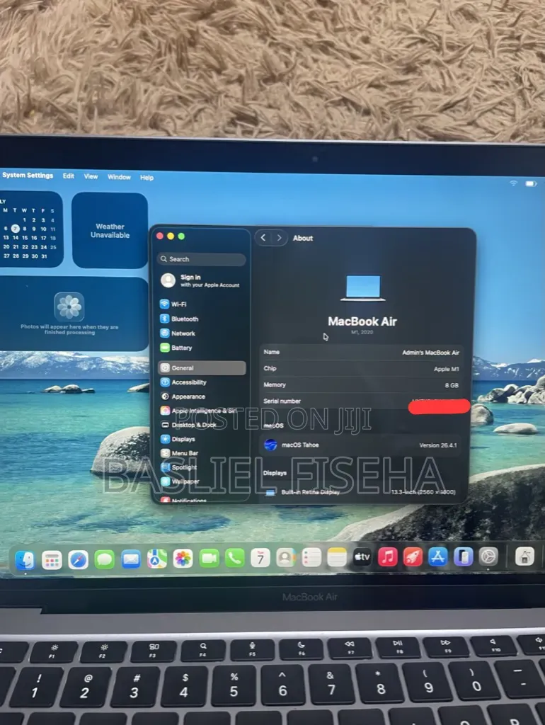 New Laptop Apple MacBook Air 2020 M1 8GB Apple M1 SSD 256GB