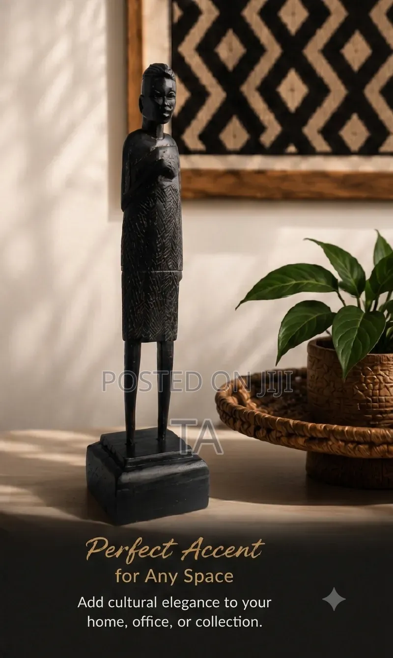 African Tribal Black Wood Sculpture – Premium Handcrafted Decor