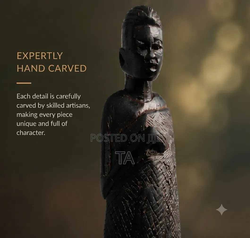 African Tribal Black Wood Sculpture – Premium Handcrafted Decor