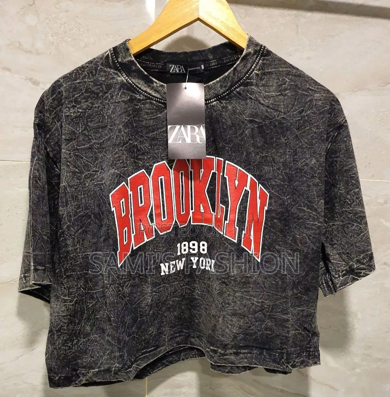 Black Acid Wash Oversized Crop T-Shirt