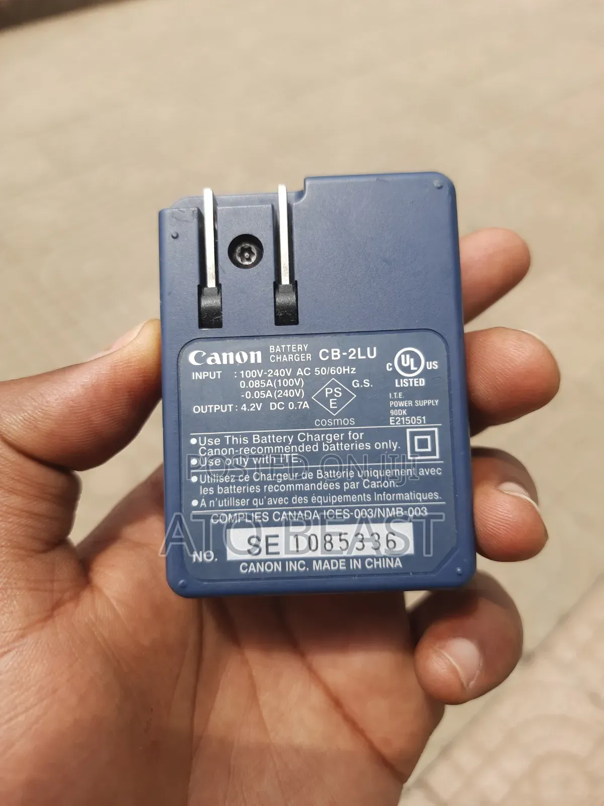 Canon Cb-2lu Battery Charger For Nb-3l L