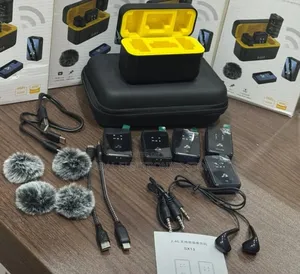 4 Mic + 1 Reciver ያለው Full Lapel Mic Set With Full Accessories