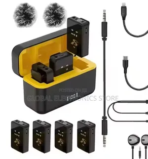 4 Mic + 1 Reciver ያለው Full Lapel Mic Set With Full Accessories
