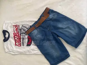 2 Pc Shirt and Denim Short Set by a Brand Westace