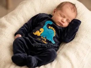 New Born Navy Velvet/Plush Baby Sleepsuit