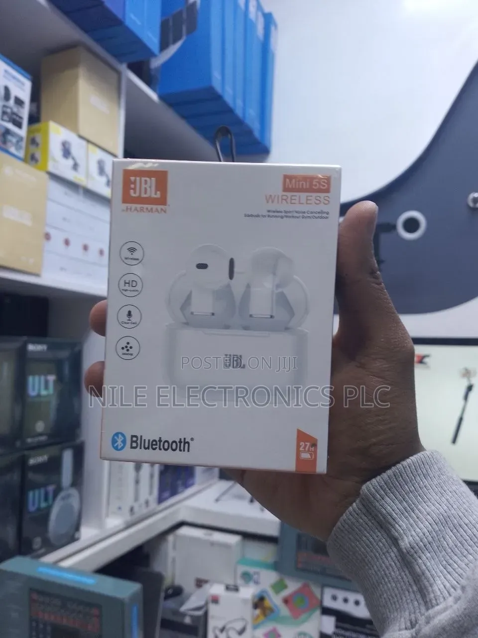 Original JBL Mini 5s Wireless Earbuds in White With 27 Hours of Play