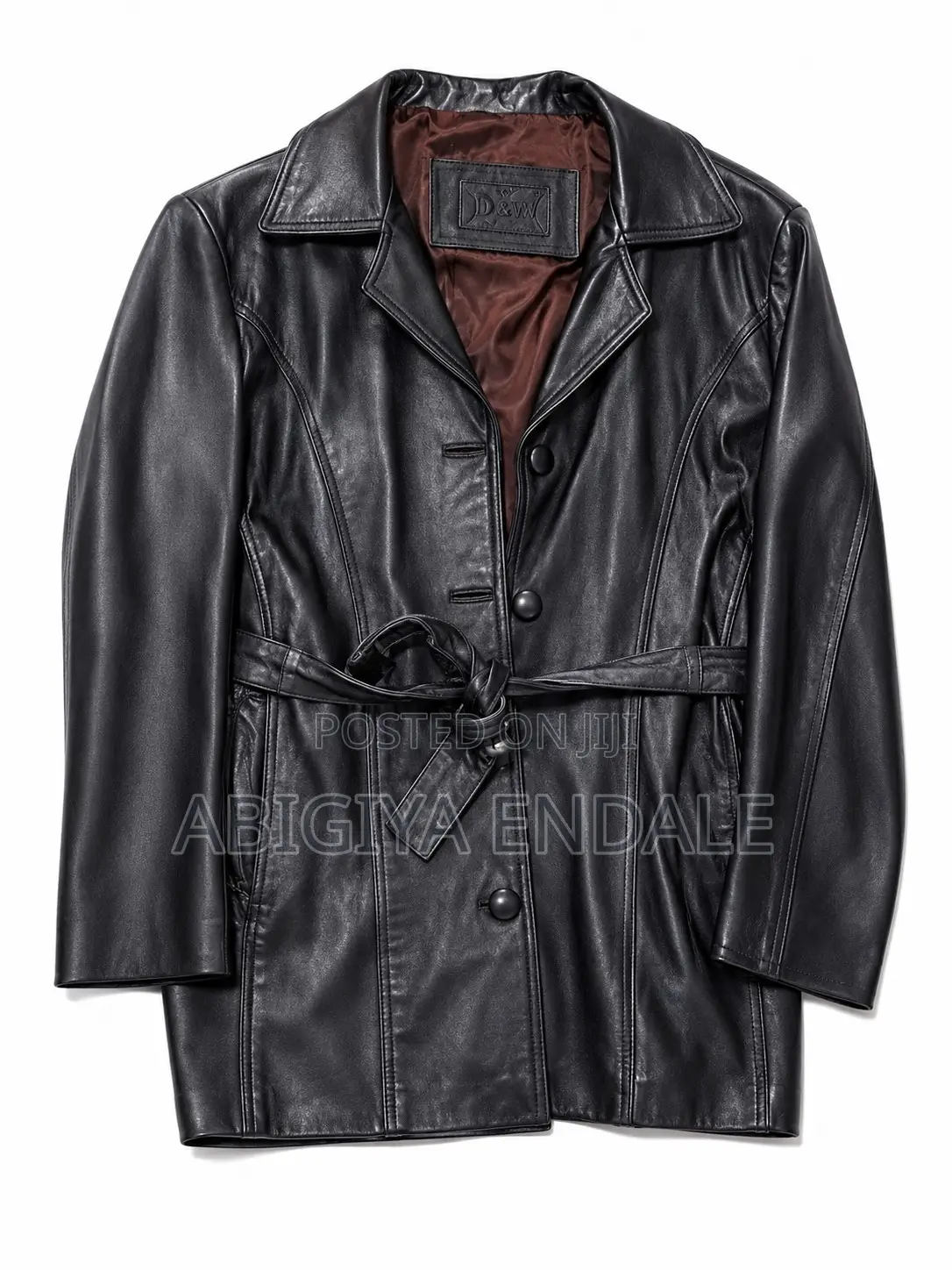 Classic Women's Black Leather Long Jacket