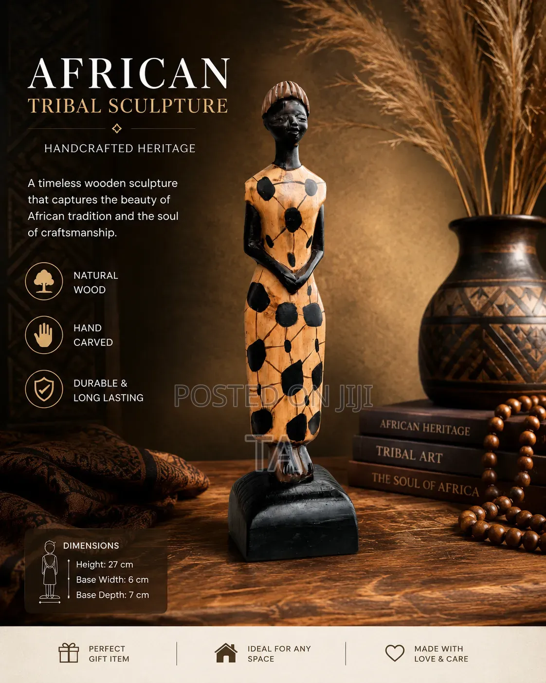 African Tribal Hand-Carved Wooden Sculpture