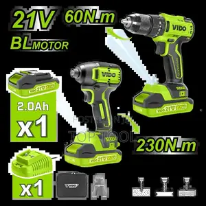 ፡Vido 21v Brushless Combo Set በአብዛኛው የሚያካትተው ኮርድሌስ ድሪል (Cordless Drill