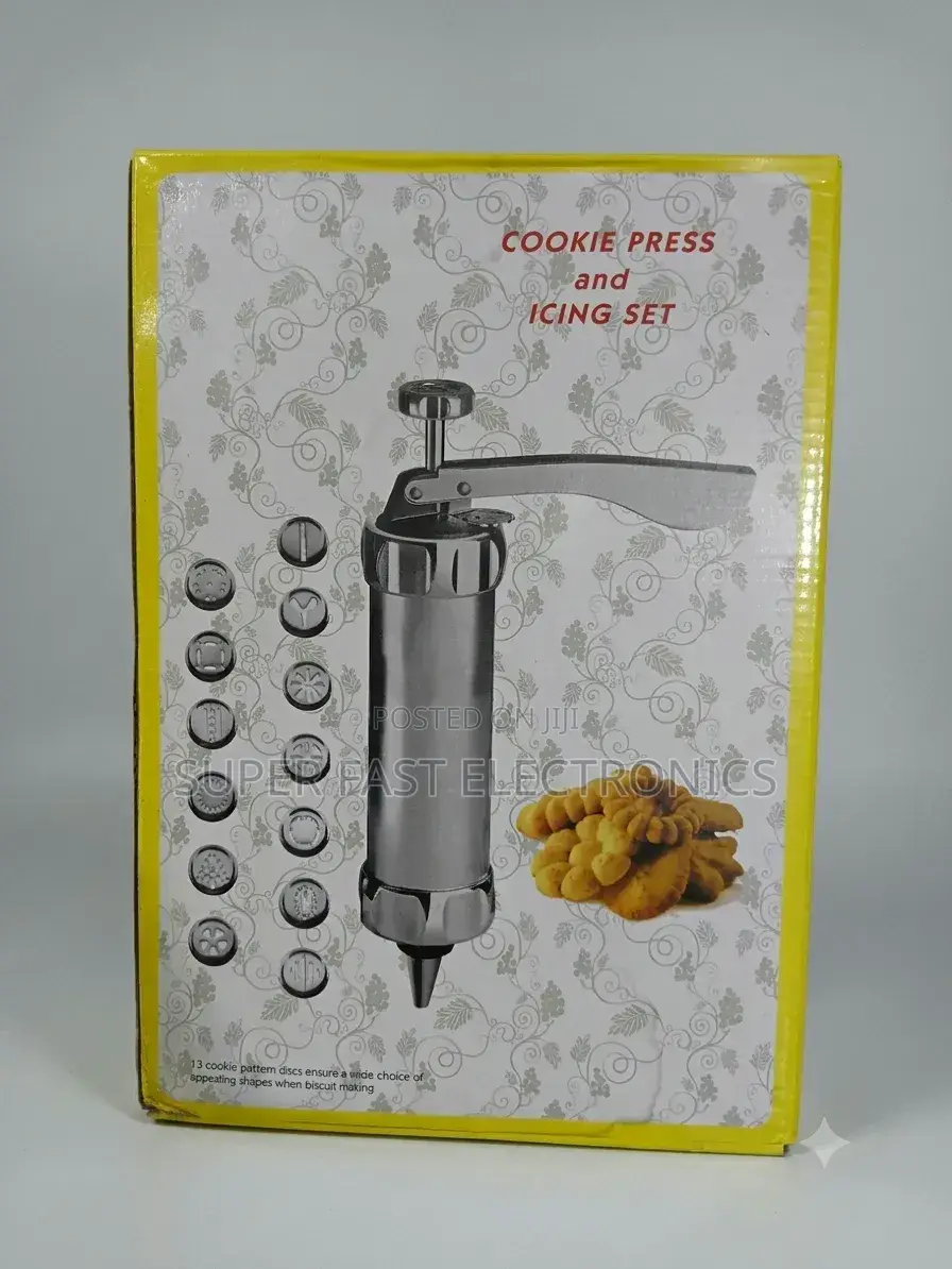 Stainless Steel Cookie Press Icing Set –Maker With 13 Cookie Nozzles