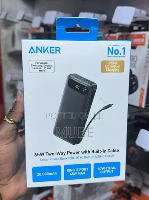Anker 65w Power Bank – 20,000mah (Built-in Cable)