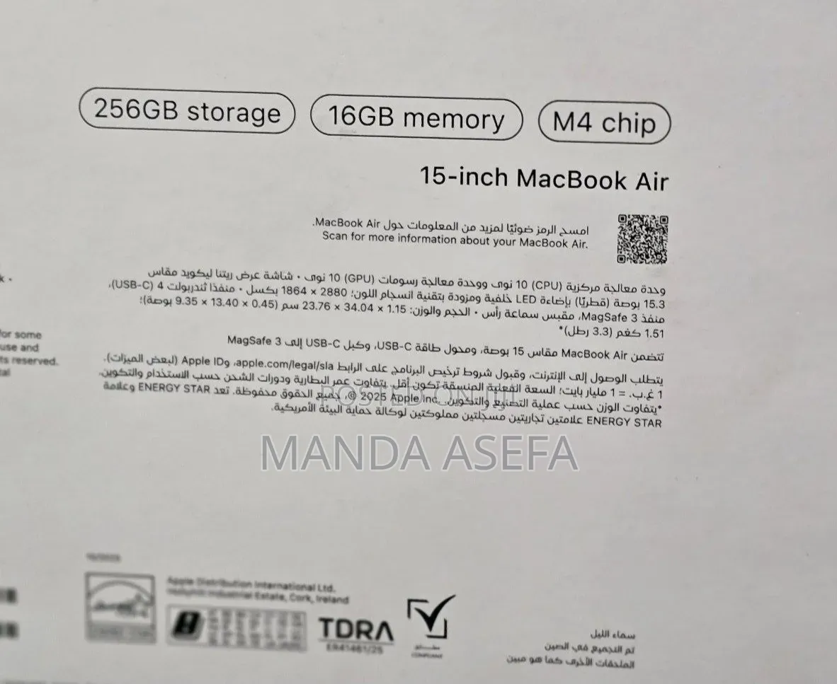 New Laptop Apple MacBook Air 2025 M4 16GB Apple M5 SSD 256GB