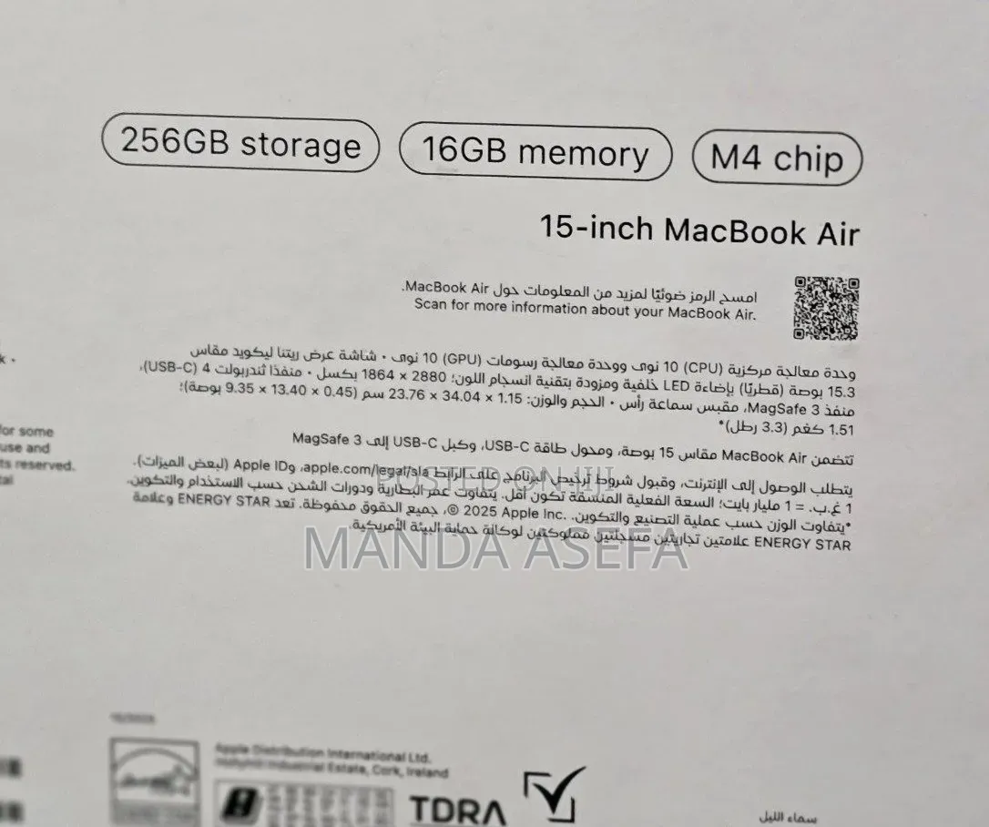 New Laptop Apple MacBook Air 2025 M4 16GB Apple M5 SSD 256GB