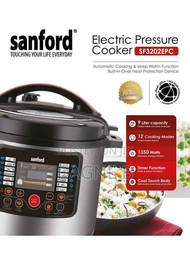 9l Sanford Digital Electric Pressure Cooker ሳንፎርድ የኤሌክትሪክ ኩከር