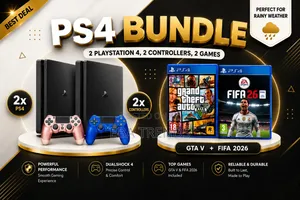  Playstation 4 (Ps4) Bundle – 2 Controllers + Gta v + Fifa 26