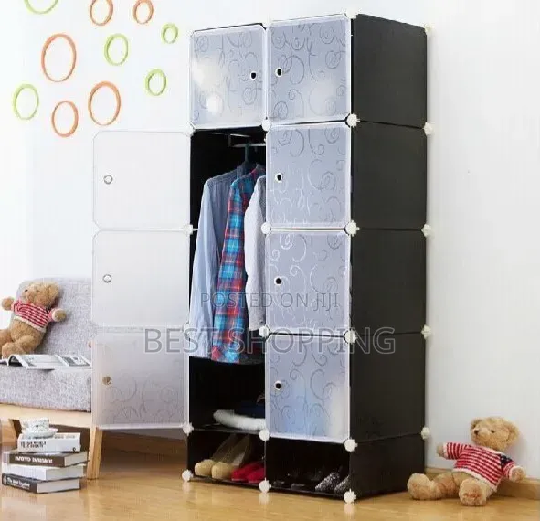 Storage Wardrobe Plastic Metal የልብስ ቁምሳጥን Cupboard