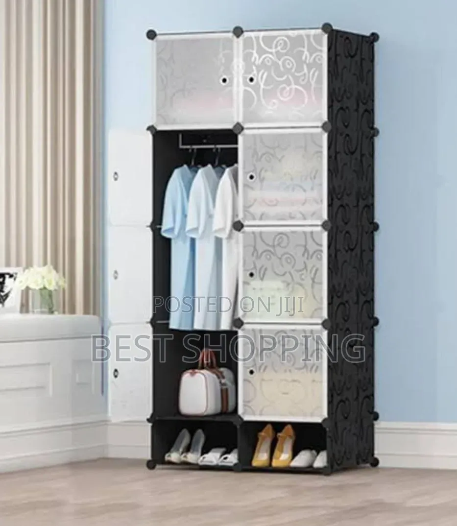Storage Wardrobe Plastic Metal የልብስ ቁምሳጥን Cupboard