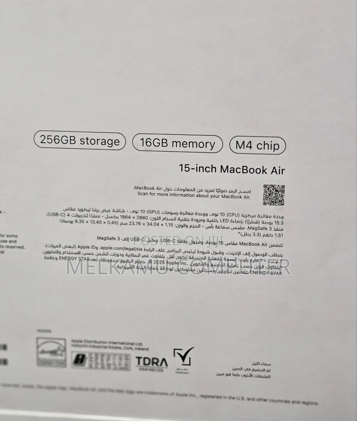 New Laptop Apple MacBook Air 2025 M4 16GB Apple M4 SSD 256GB
