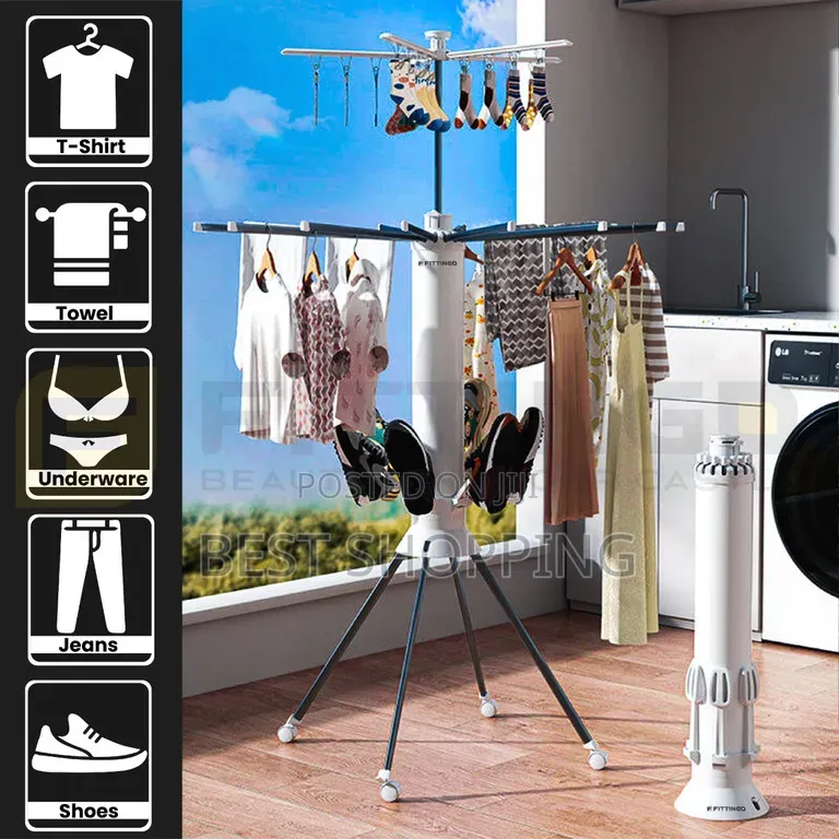 Octopus Folding Clothes Hanger 360 Degree Rotating Dryer ልብስ ማስጫ