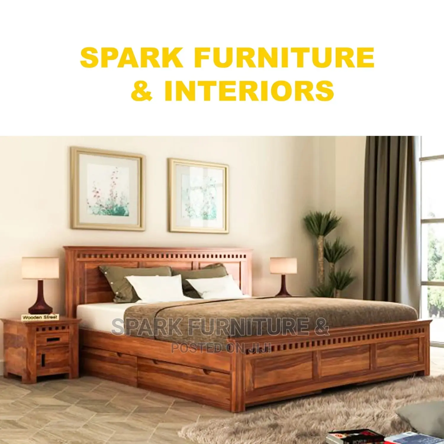 Solid Wood Bed B- 008 With 2 Night Stand