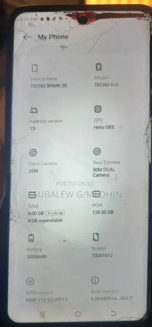 Tecno Spark 20 128 GB Blue