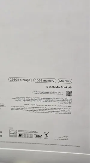 New Laptop Apple MacBook Air 2025 M4 16GB Apple M4 SSD 256GB