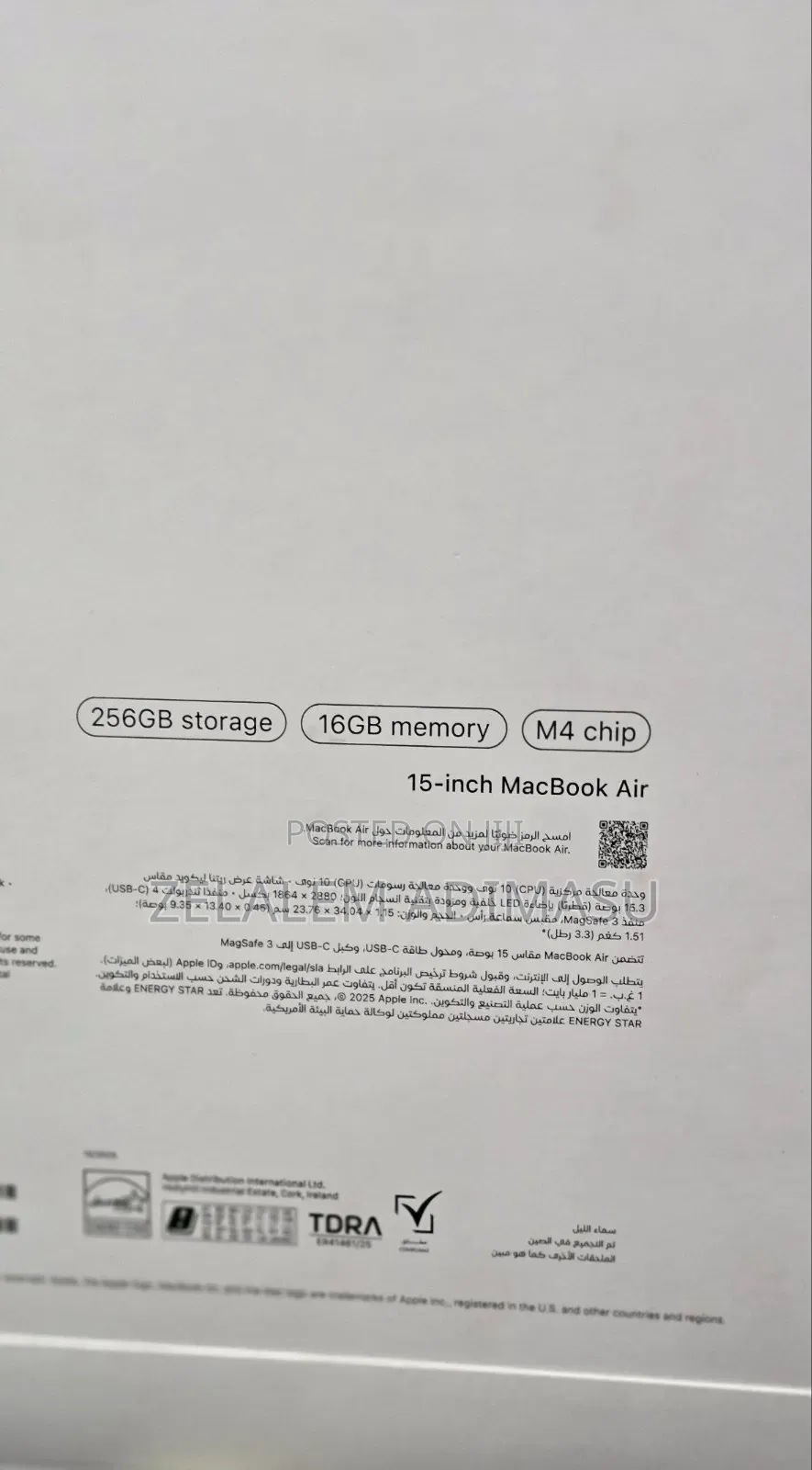 New Laptop Apple MacBook Air 2025 M4 16GB Apple M4 SSD 256GB