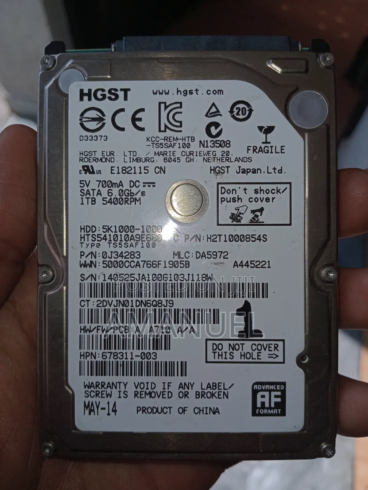 1tb HDD Sata 6.0gb/S, HGST