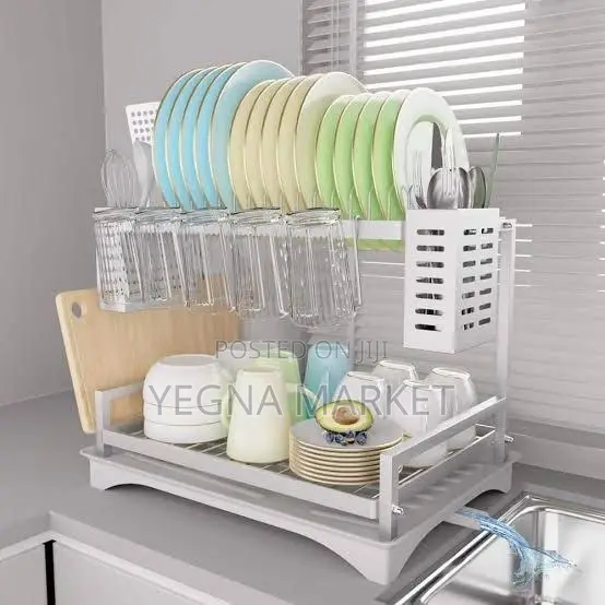 ዘመናዊ 2-ደረጃ የዕቃ ማድረቂያ (Dish Drying Rack) ወጥ ቤትዎን ንፁህ፣ የተደራጀ እና ውብ ያድርጉ!