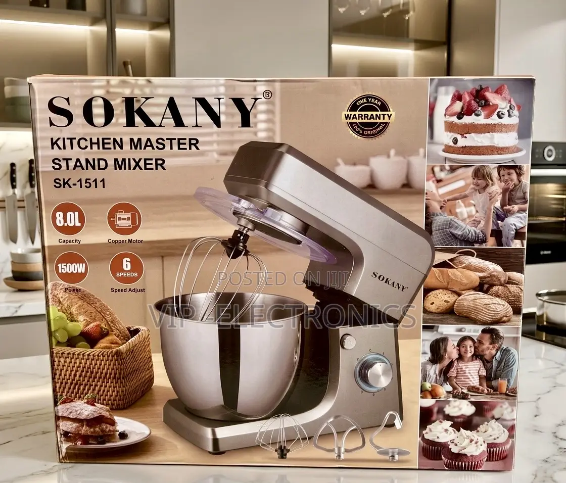 SOKANY Kitchen Master Stand Mixer – 8L 1500W Powerful Baking Mixer