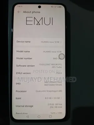 New Huawei nova 10 SE 256 GB Silver
