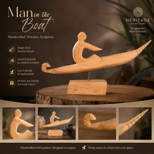 Man on the Boat – Handcrafted Austrian Wood Sculpture