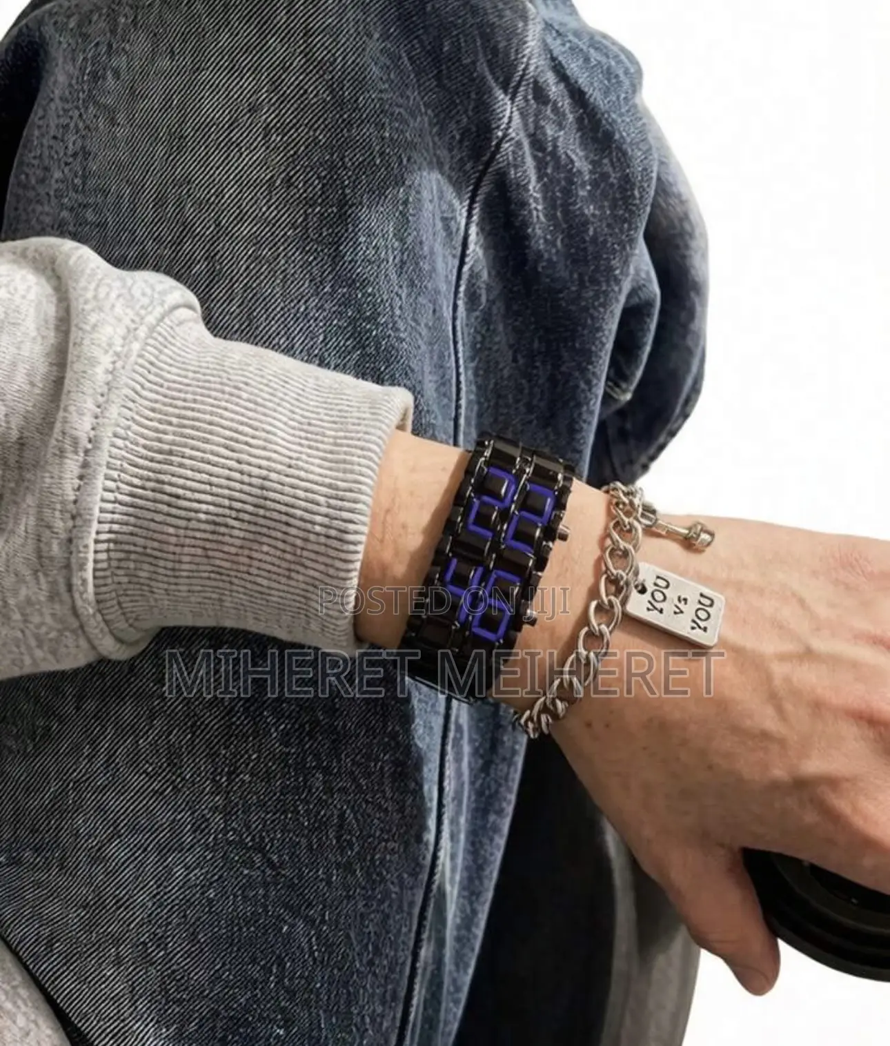 Fashion Business Men's Stainless Steel LED Digital Watch Suitable For