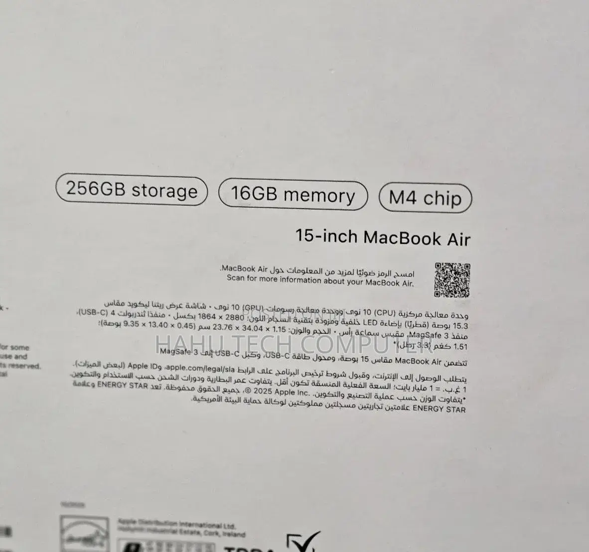 New Laptop Apple MacBook Air 2025 M4 16GB Apple M4 SSD 256GB