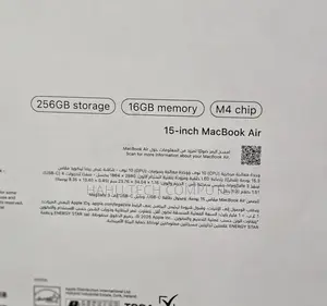 New Laptop Apple MacBook Air 2025 M4 16GB Apple M4 SSD 256GB