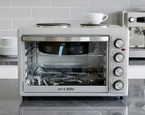 Delta Mini Oven. Fan Timer Grill Featuring 48L Oven and Dual Hot Plat