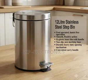 12L Stainless Steel Step Bin – Pedal Trash Can With Soft-Close Lid