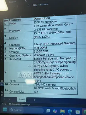 New Laptop HP 250 G10 8GB Intel Core i3 SSD 512GB