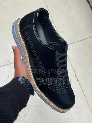 Mens Leather Casual Loafers Black X Cement