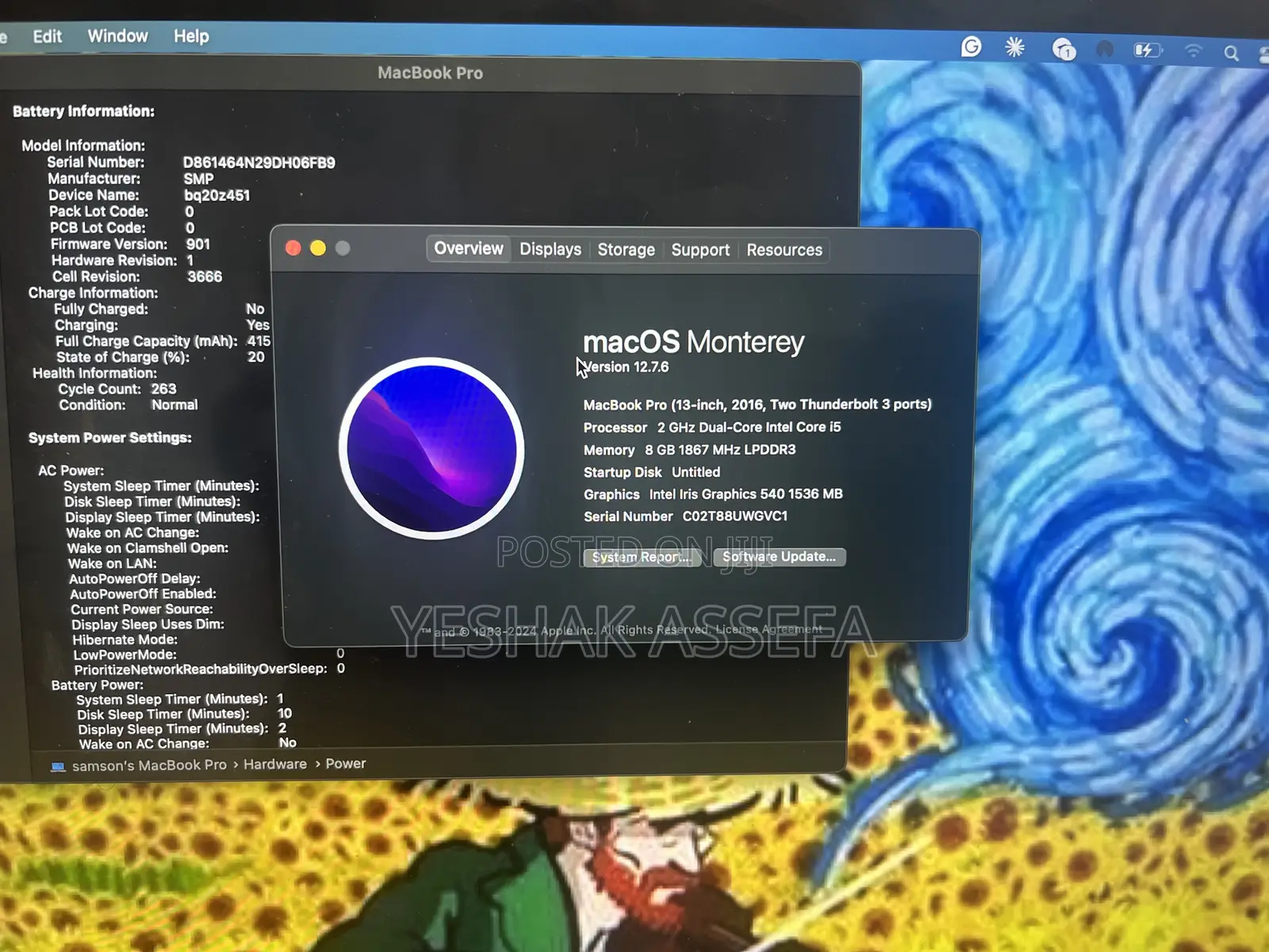 Laptop Apple MacBook Pro 2016 8GB Intel Core i5 SSD 256GB