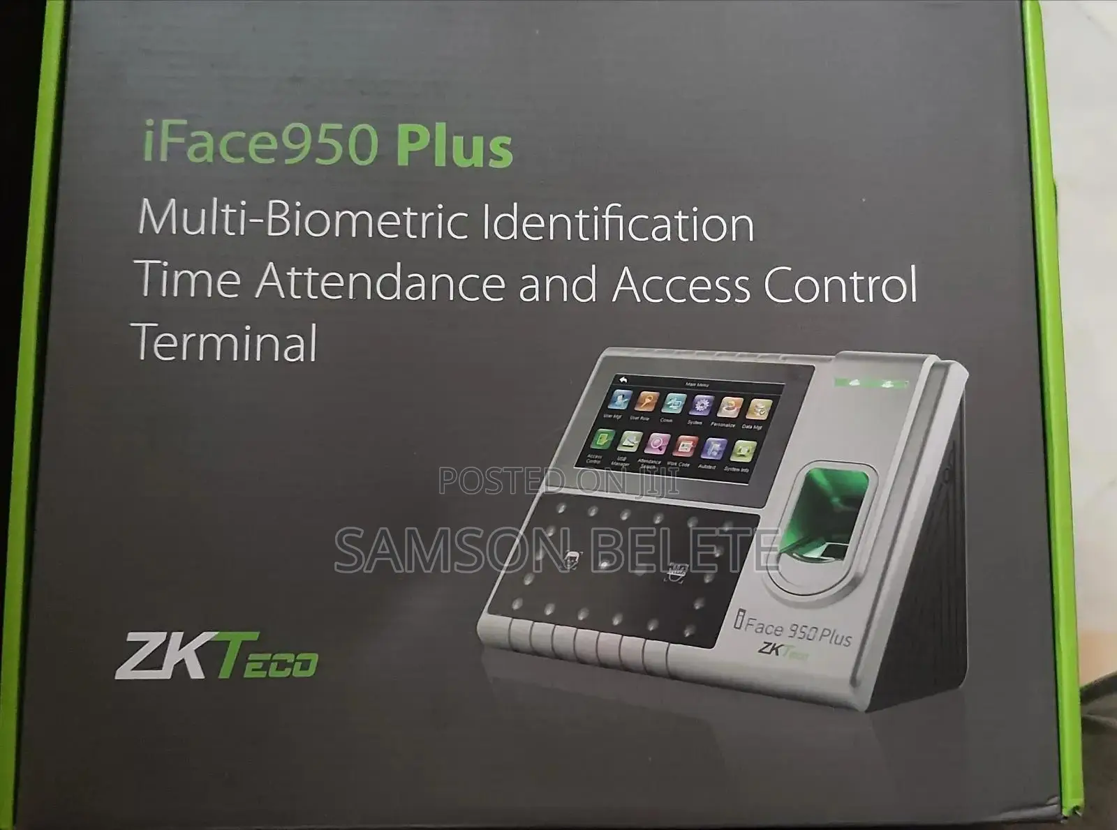 ZKTeco iFace 950 Plus - የፊት፣ የጣት እና የእጅ መዳፍ የሰራተኞች መቆጣጠሪያ ማሽ።