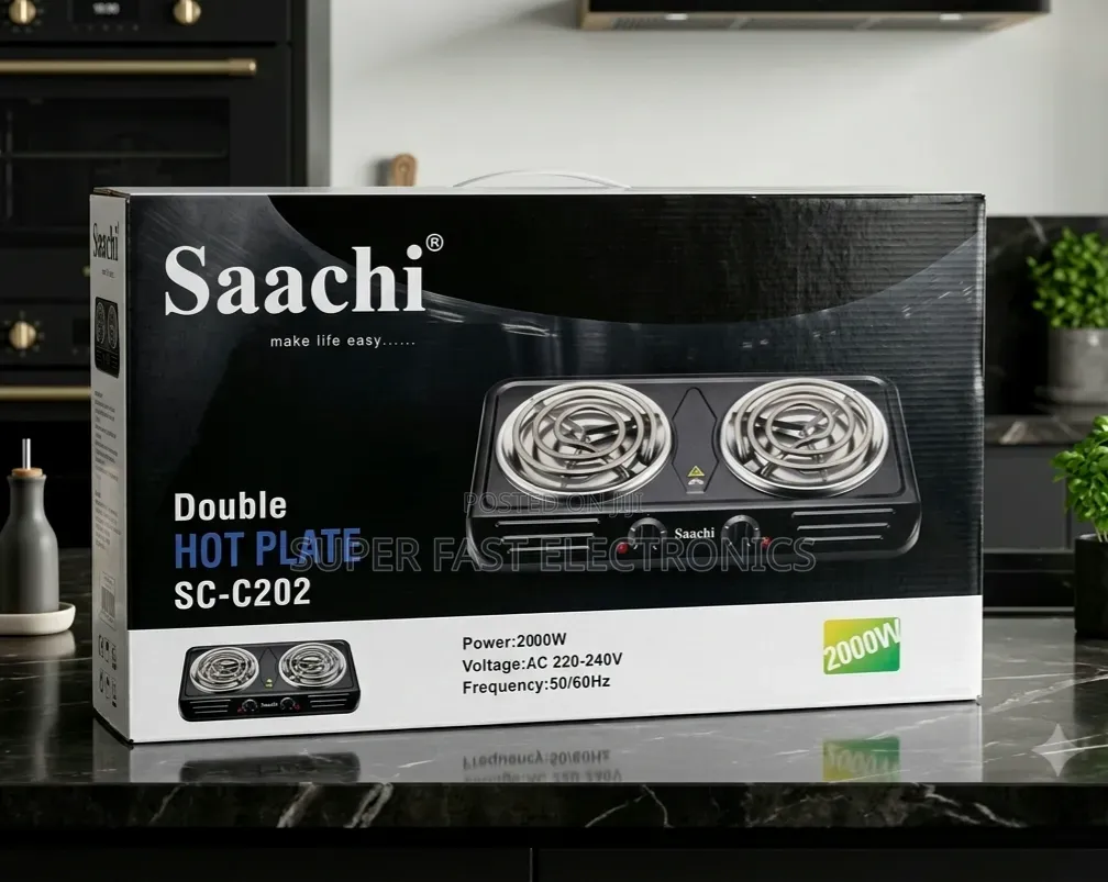 Saachi Stove Double Electric Hot Plate Big Size – 2000W 2-Burner Stove