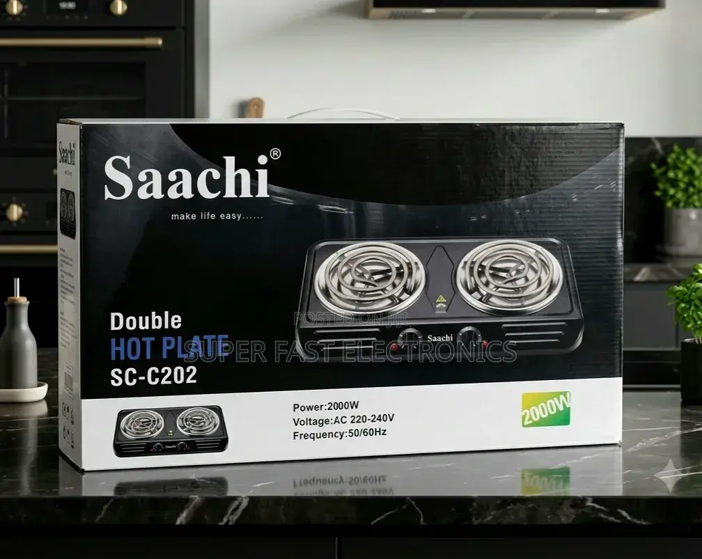 Saachi Stove Double Electric Hot Plate Big Size – 2000W 2-Burner Stove