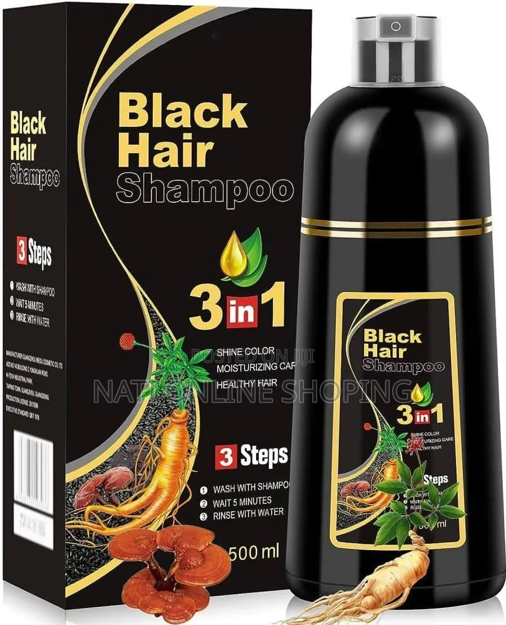 Black Hair Dye Shampoo 3 in 1