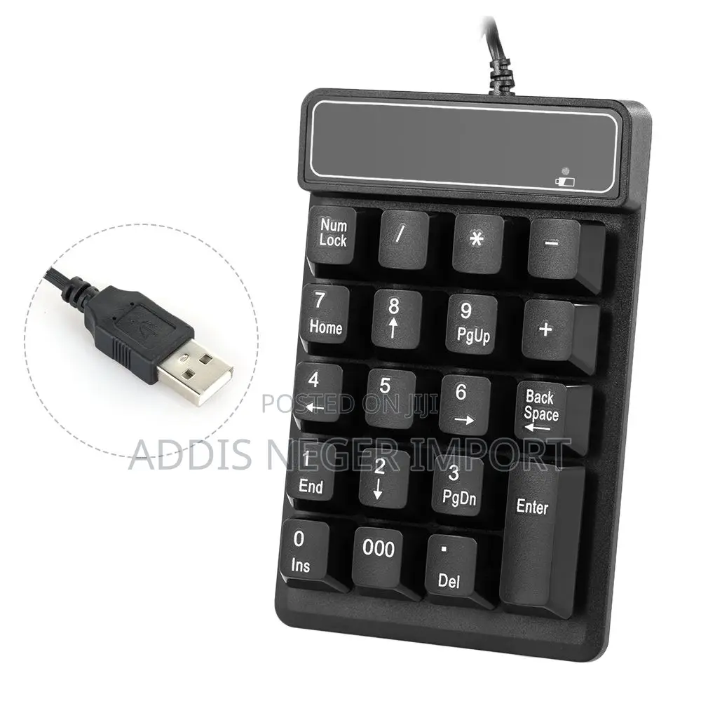 19-Key Wired USB Numeric Keypad – Black