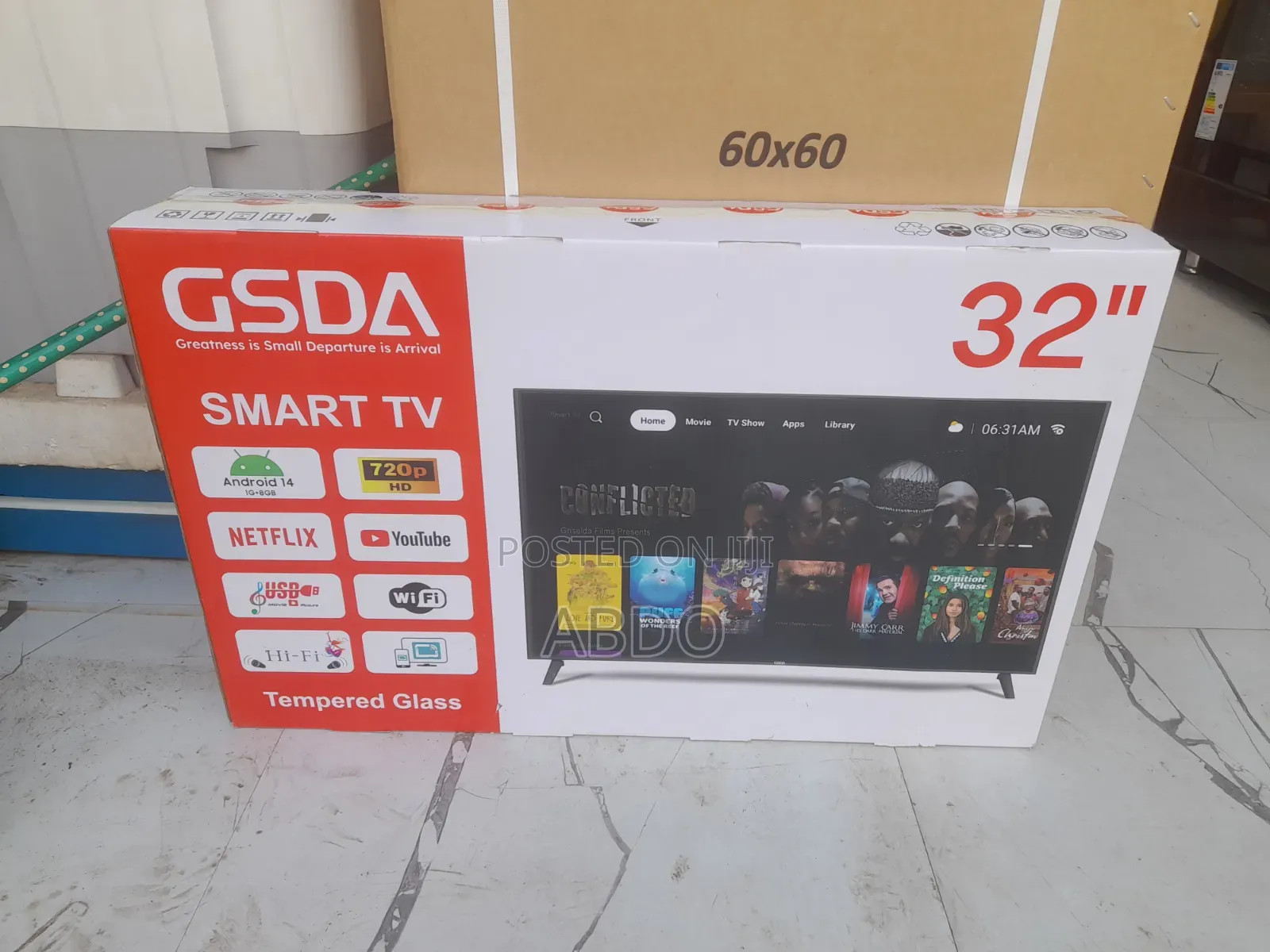 Gsda Smart Led TV 32 Inch Andraid Doubel Gelass 2026 Hifi