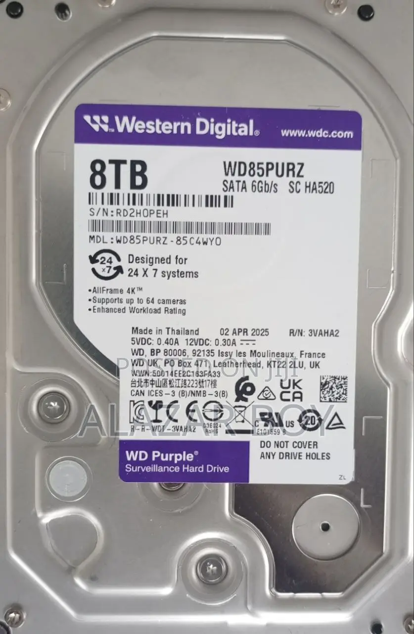 Western Digital Purple 8TB Surveillance Hard Drive (WD85PURZ)